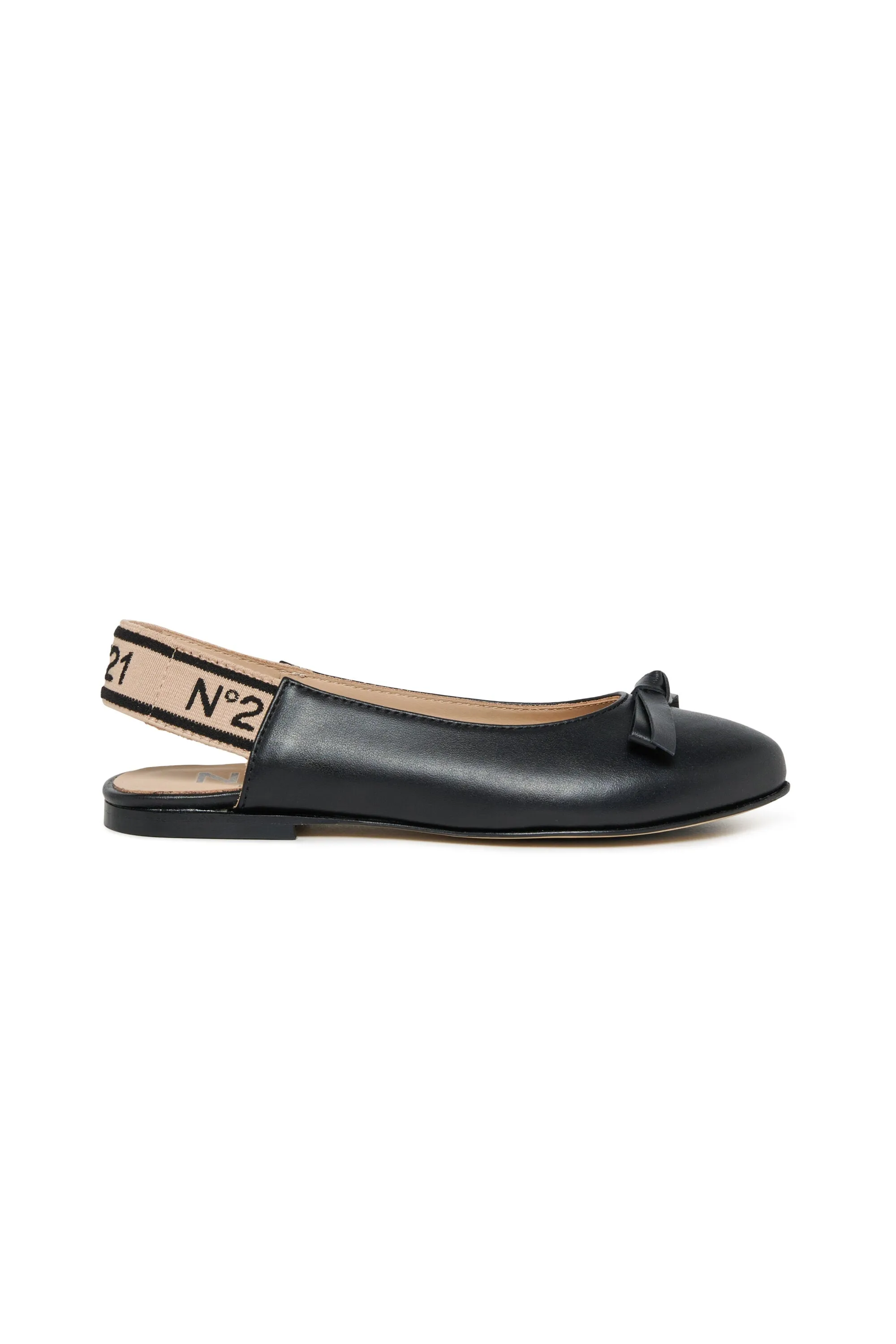 Leather slingback ballerinas with bow