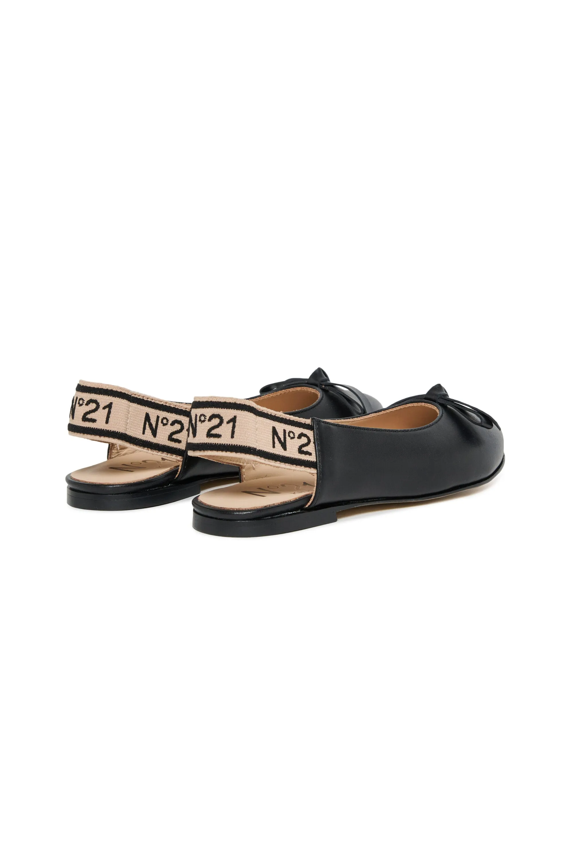 Leather slingback ballerinas with bow