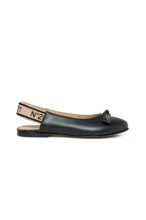 Leather slingback ballerinas with bow