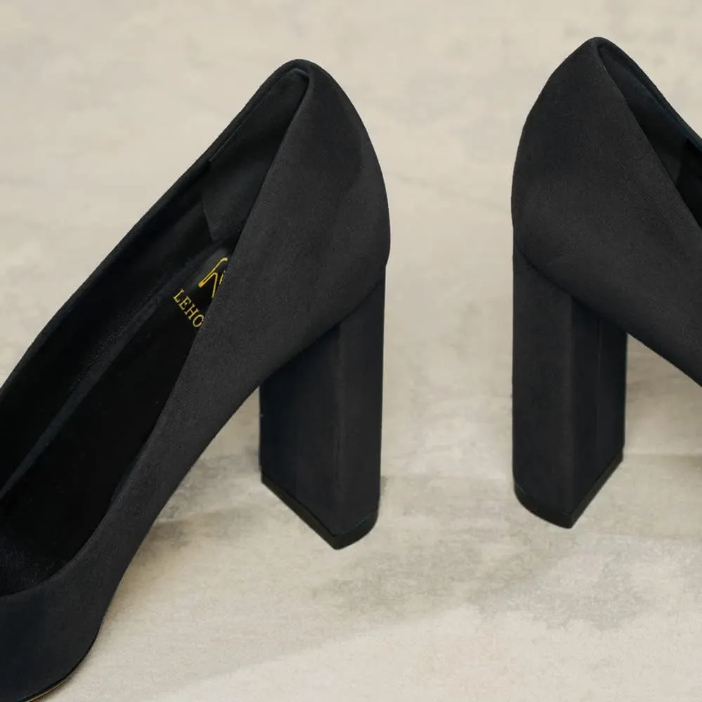 LEHOOR Women Chunky Block High Heel Pumps Shoes Pointed Closed Toe Slip On 3" Heels Dress Sandals Suede Crocodile Patent Leather Work Shoe Office Ladies Formal Dressy Wedding Party Retro 4-11 M US