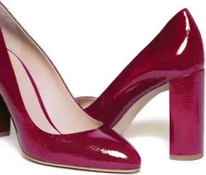LEHOOR Women Chunky Block High Heel Pumps Shoes Pointed Closed Toe Slip On 3" Heels Dress Sandals Suede Crocodile Patent Leather Work Shoe Office Ladies Formal Dressy Wedding Party Retro 4-11 M US