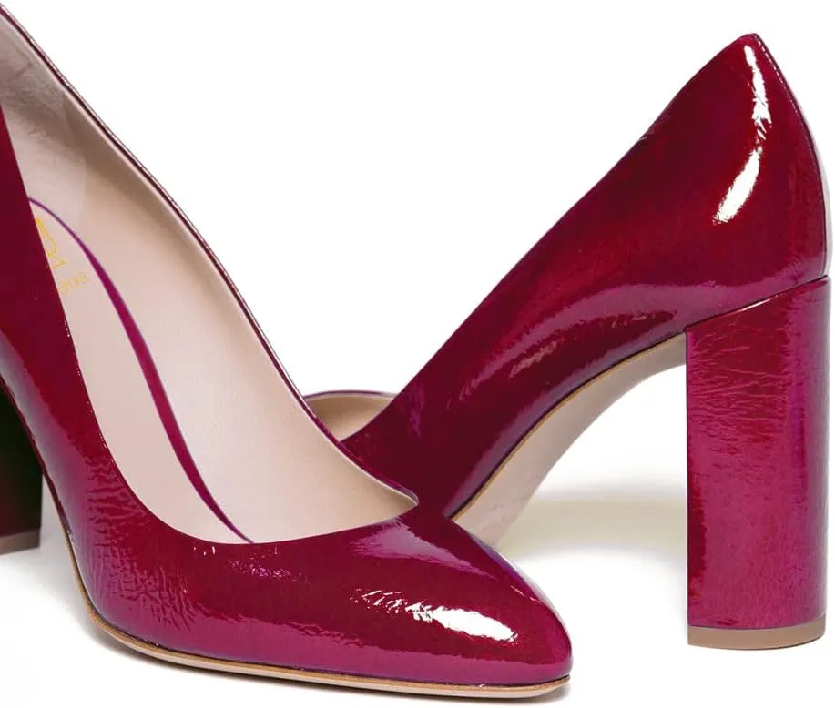 LEHOOR Women Chunky Block High Heel Pumps Shoes Pointed Closed Toe Slip On 3" Heels Dress Sandals Suede Crocodile Patent Leather Work Shoe Office Ladies Formal Dressy Wedding Party Retro 4-11 M US