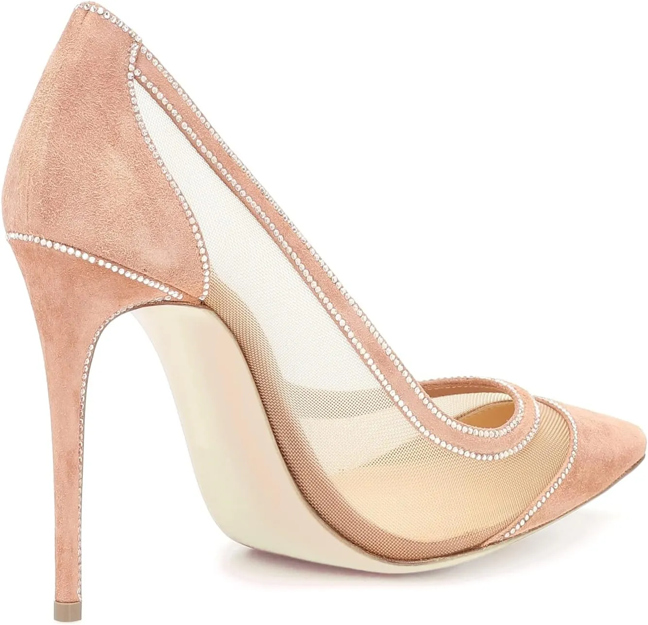 LEHOOR Women High Heels Stiletto Pumps Pointed Toe Suede Dress Shoes Slip on 4 inch Heeled Sandals Closed Pointy Toe Cutout Bridal Wedding Evening Pump Office Ladies Work Business Party 4-11 M US