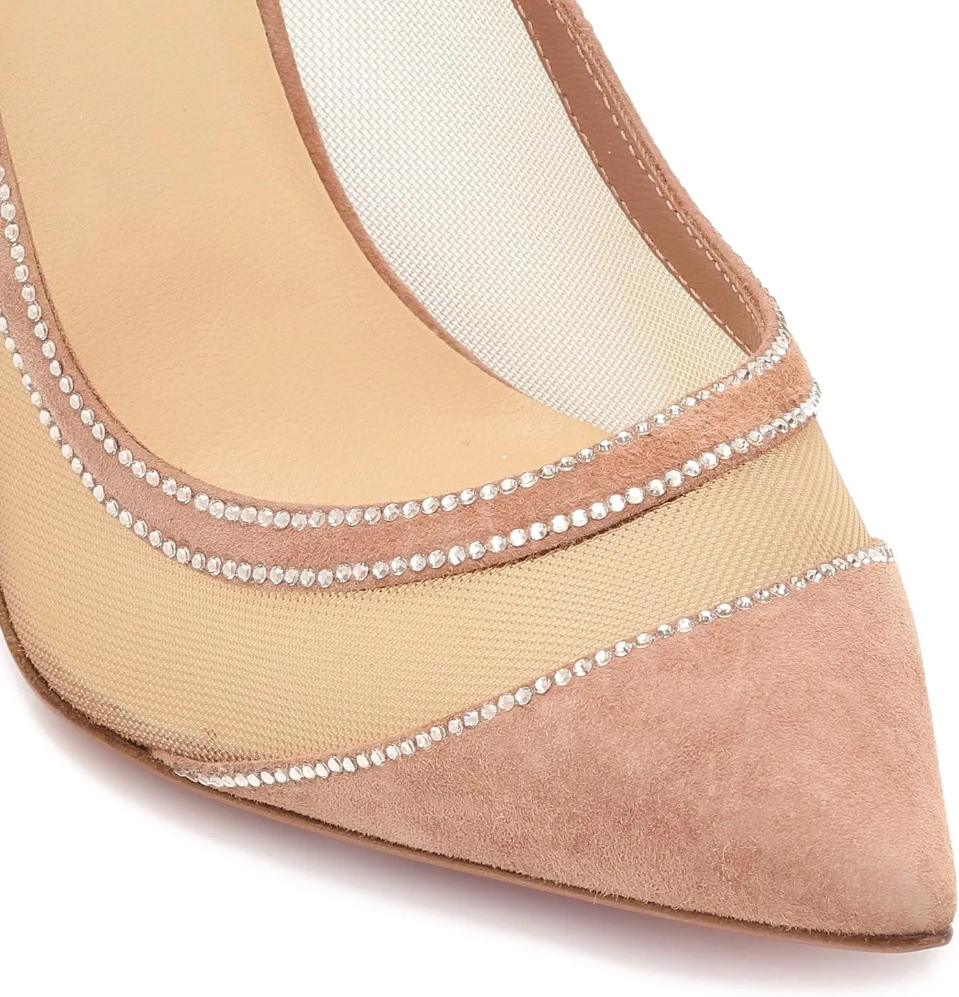 LEHOOR Women High Heels Stiletto Pumps Pointed Toe Suede Dress Shoes Slip on 4 inch Heeled Sandals Closed Pointy Toe Cutout Bridal Wedding Evening Pump Office Ladies Work Business Party 4-11 M US