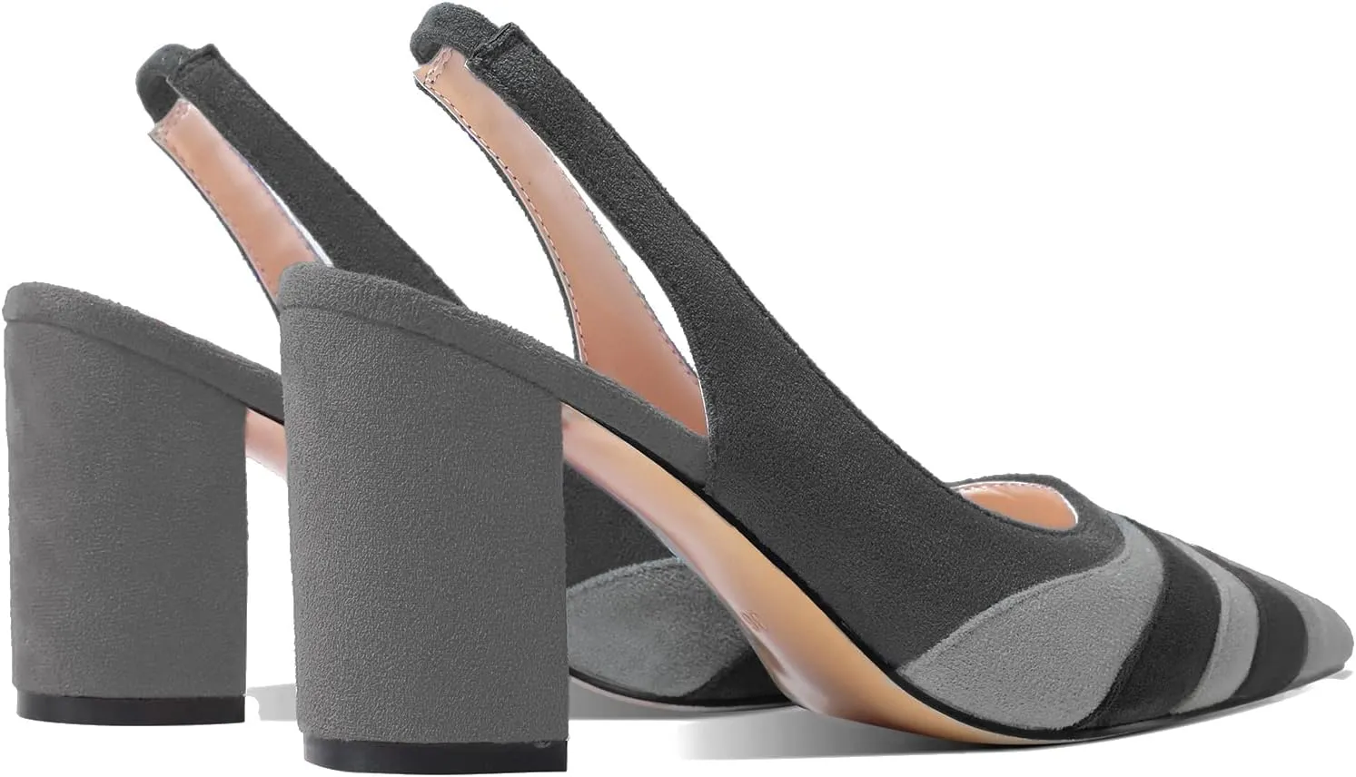 LEHOOR Women Rainbow Slingback Pumps Suede Chunky Block High Heel Dress Shoes Closed Pointed Toe Sandals Elastic Ankle Strap Office Work Shoe Multicolored Patchwork Wedding Party Prom Spring 4-13 M US
