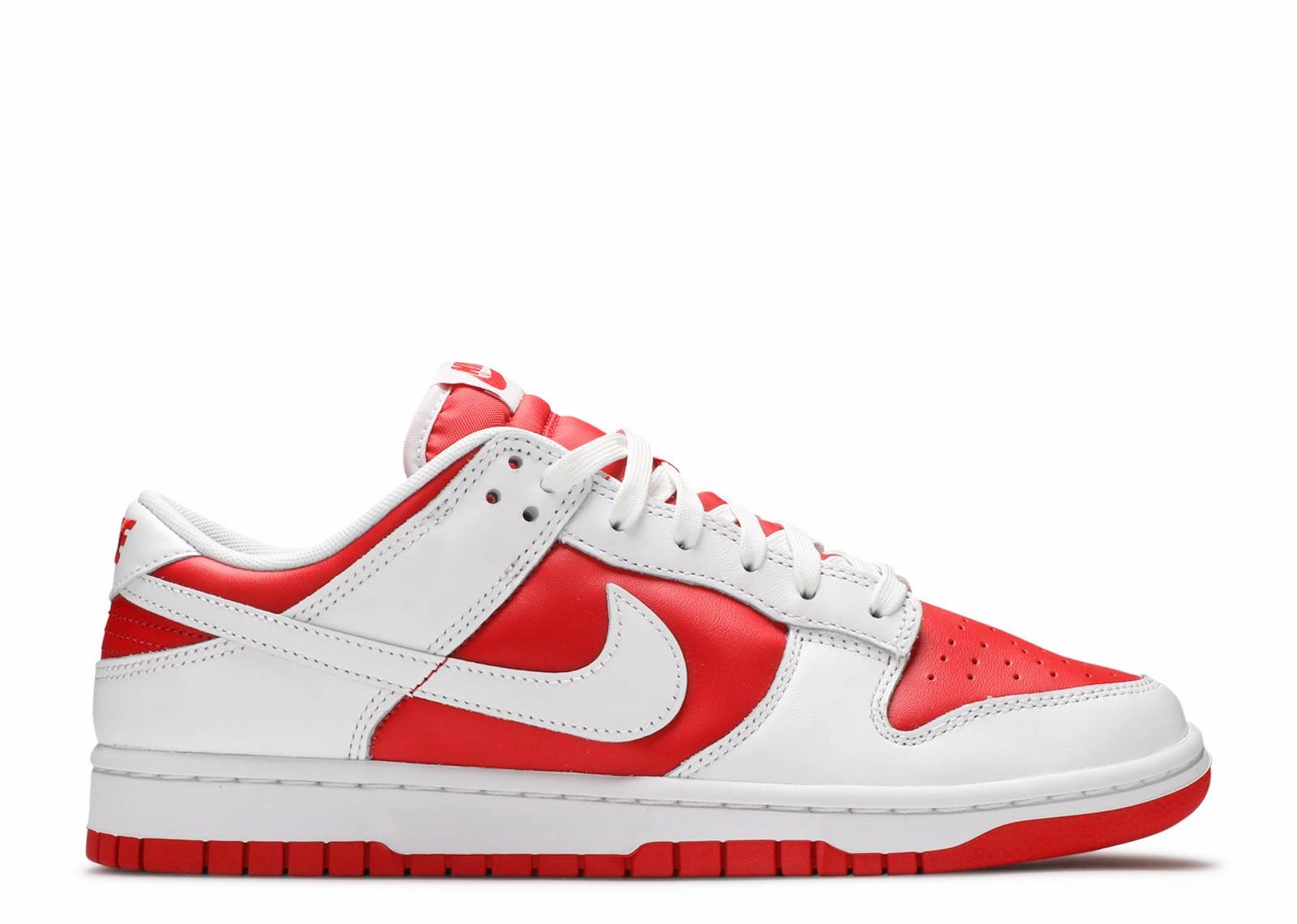 Dunk Low 'Championship Red' running with a backpack