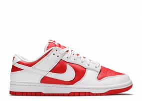 Dunk Low 'Championship Red' running with a backpack