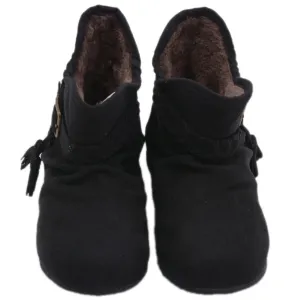 Little Girls Black Suede Faux Lining Buckle Ankle Boots 11-2 Kids