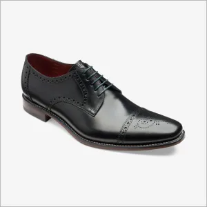 Loake Foley Black Leather Semi Brogue Derby Shoe@
