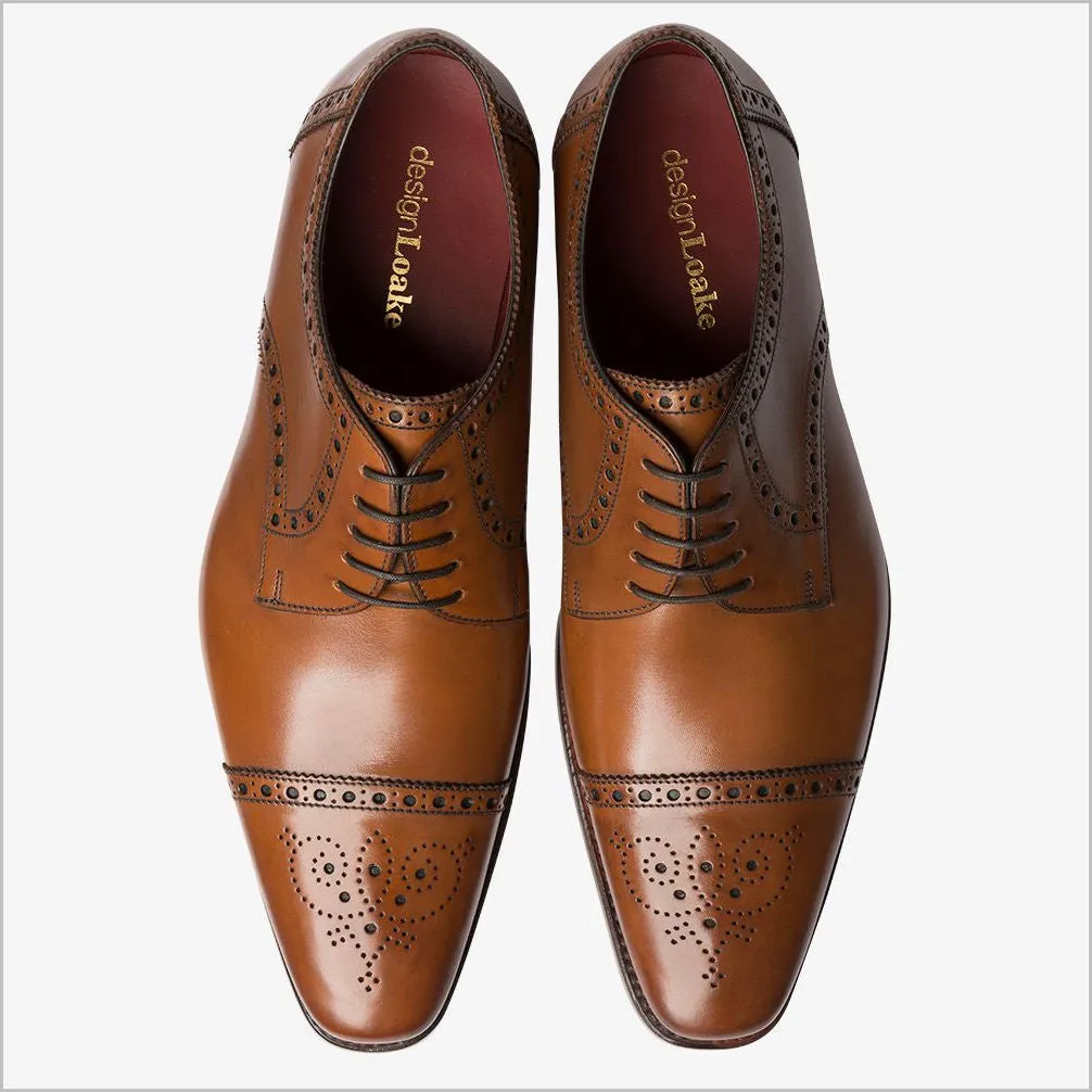 Loake Foley Cedar Leather Semi Brogue Derby Shoe@