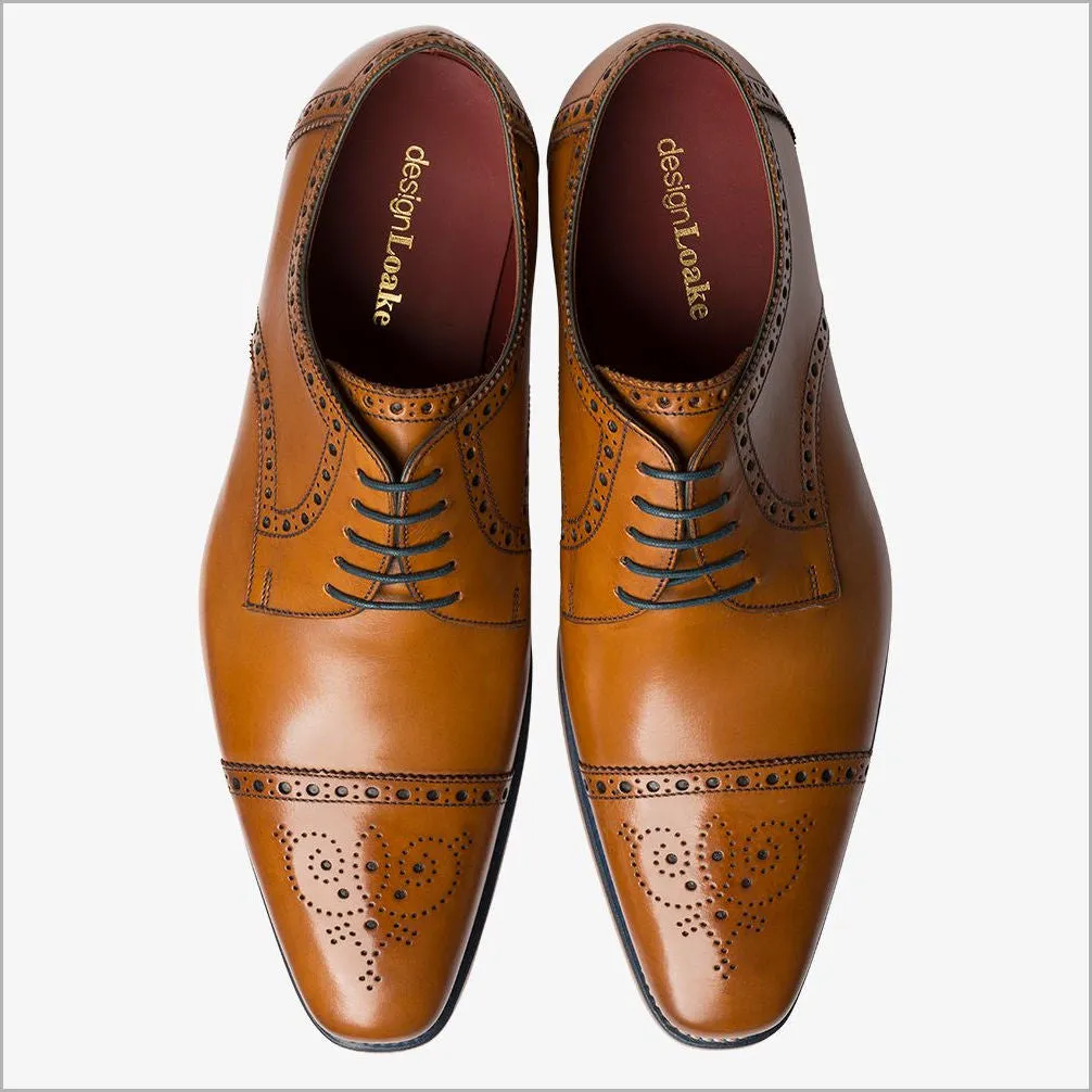Loake Foley Tan Leather Semi Brogue Derby Shoe@