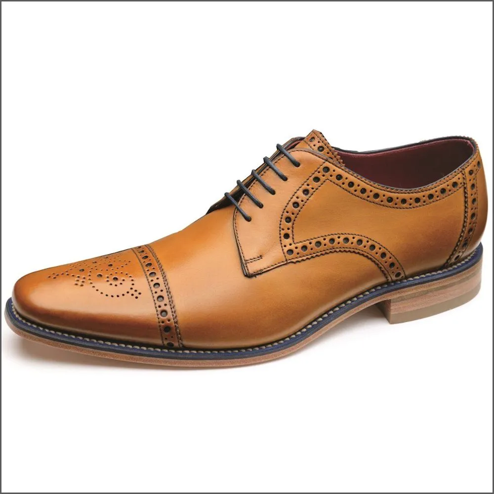 Loake Foley Tan Leather Semi Brogue Derby Shoe@