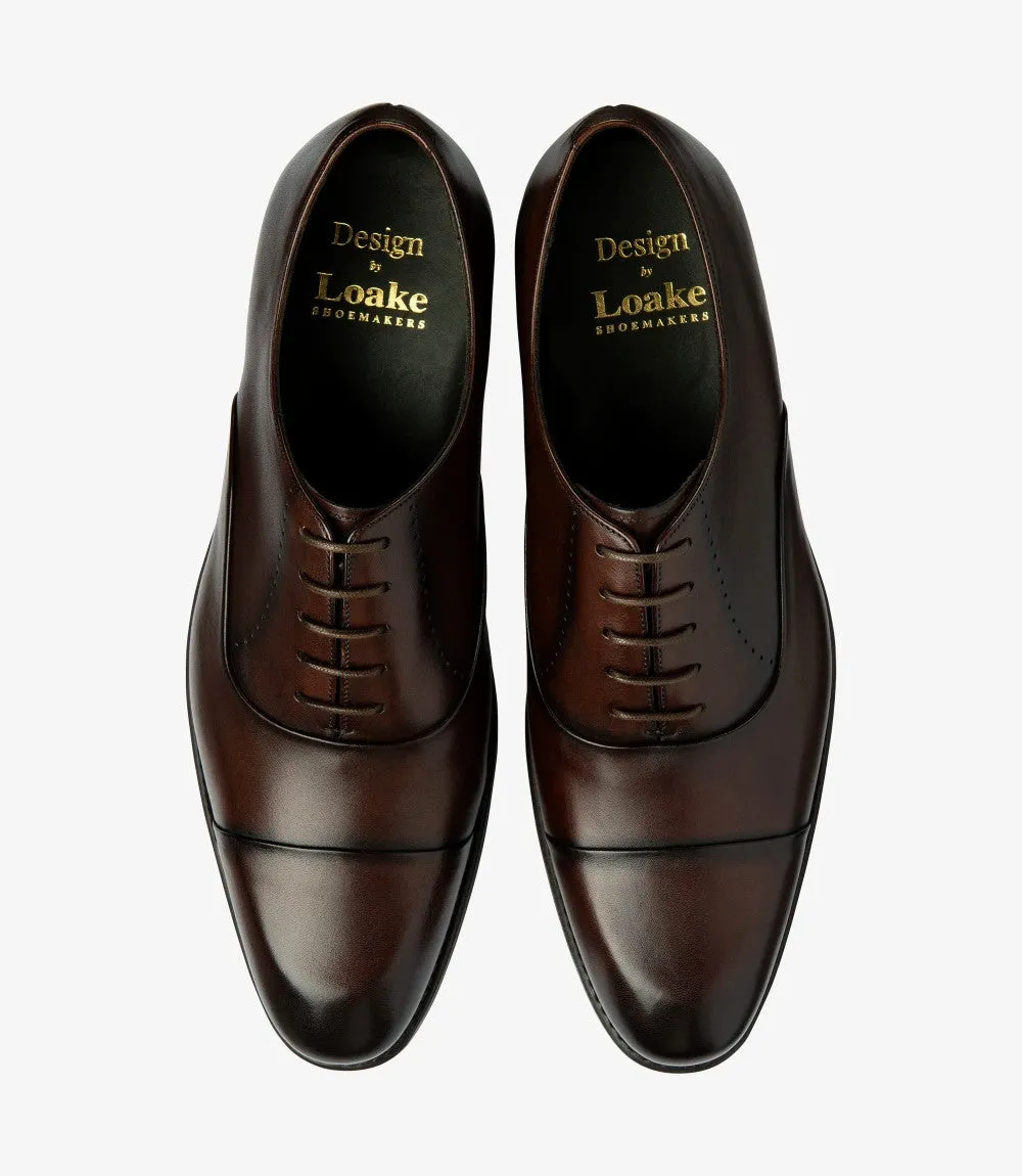 LOAKE PHOENIX DARK BROWN OXFORD TOE CAP RUBBER SOLE F-MEDIUM