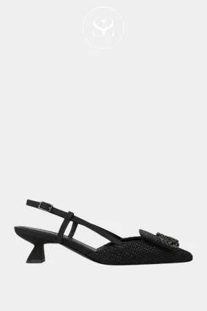 LODI DA5502 BLACK POINTED TOE SLINGBACK LOW HEELS