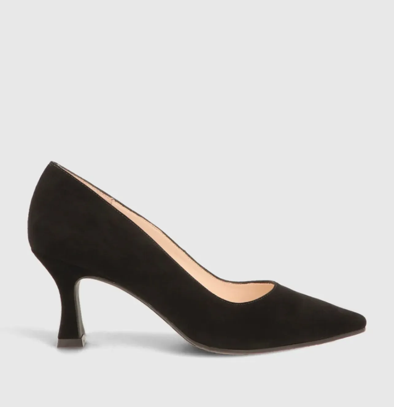 Lodi - Jona Black Suede Court with a Kitten heel*