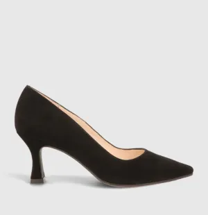 Lodi - Jona Black Suede Court with a Kitten heel*