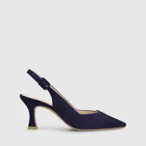 Lodi - Juco Navy Suede Kitten Heel Slingback*