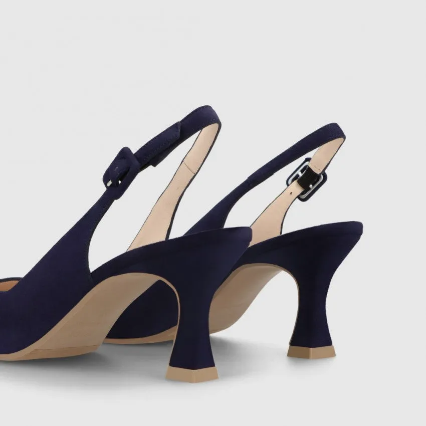 Lodi - Juco Navy Suede Kitten Heel Slingback*