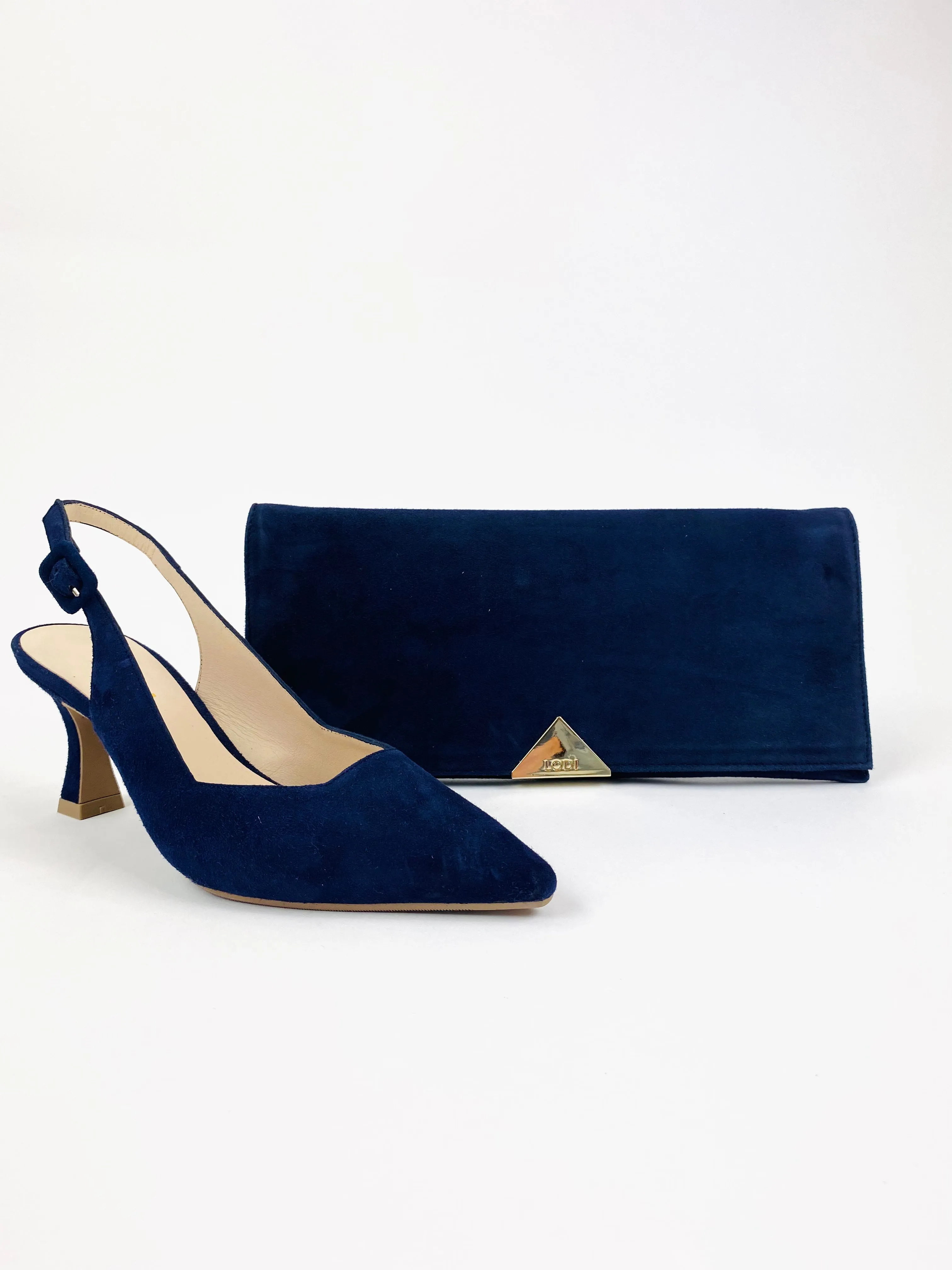 Lodi - Juco Navy Suede Kitten Heel Slingback*