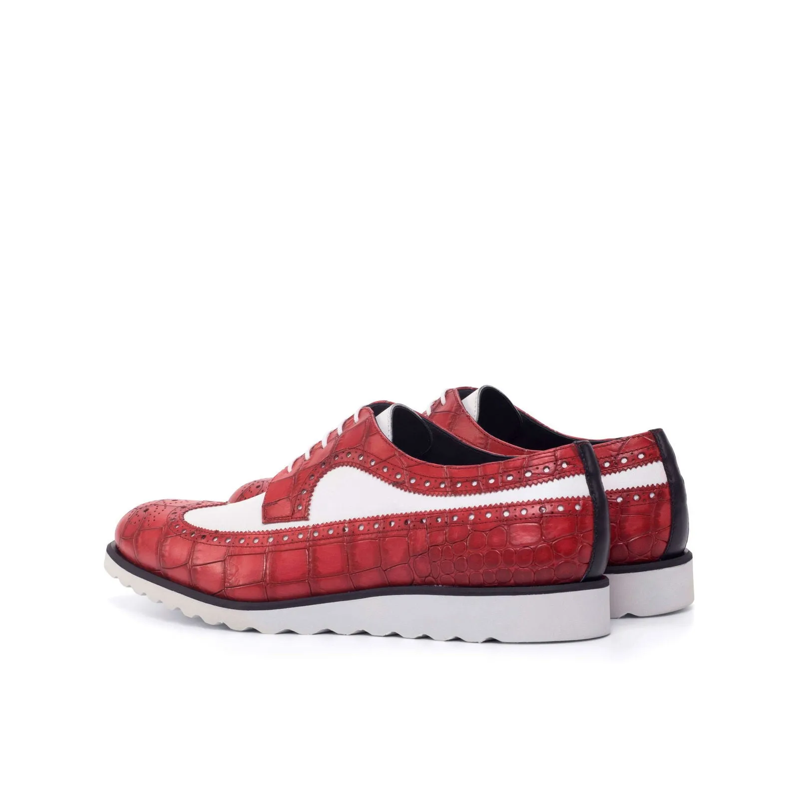 Longwing Blucher-Painted Croco, Box Calf, Red, White, Black-Wholesale