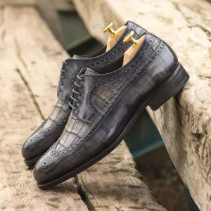 Longwing Blucher-Painted Croco, Patina, Grey-Wholesale