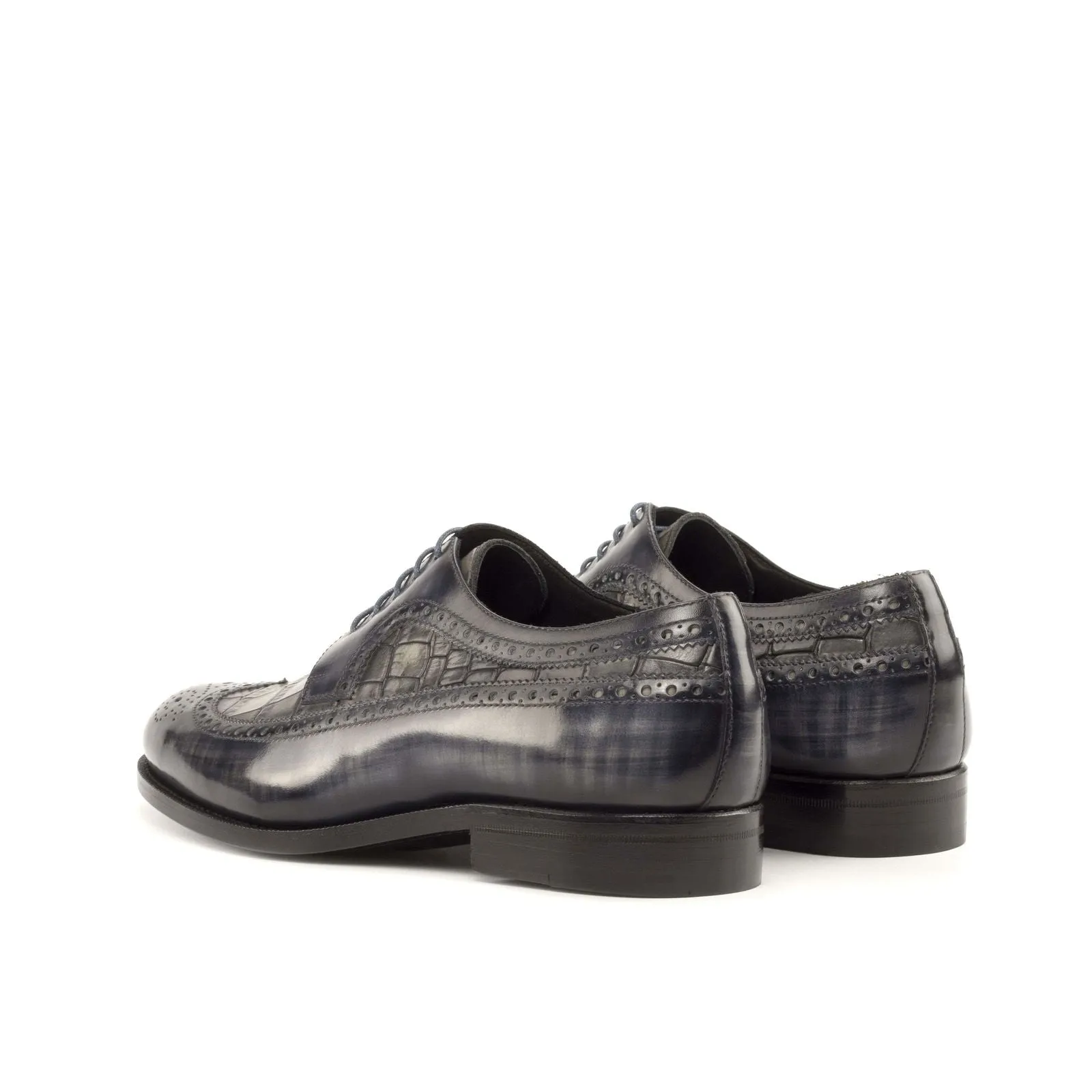 Longwing Blucher-Painted Croco, Patina, Grey-Wholesale