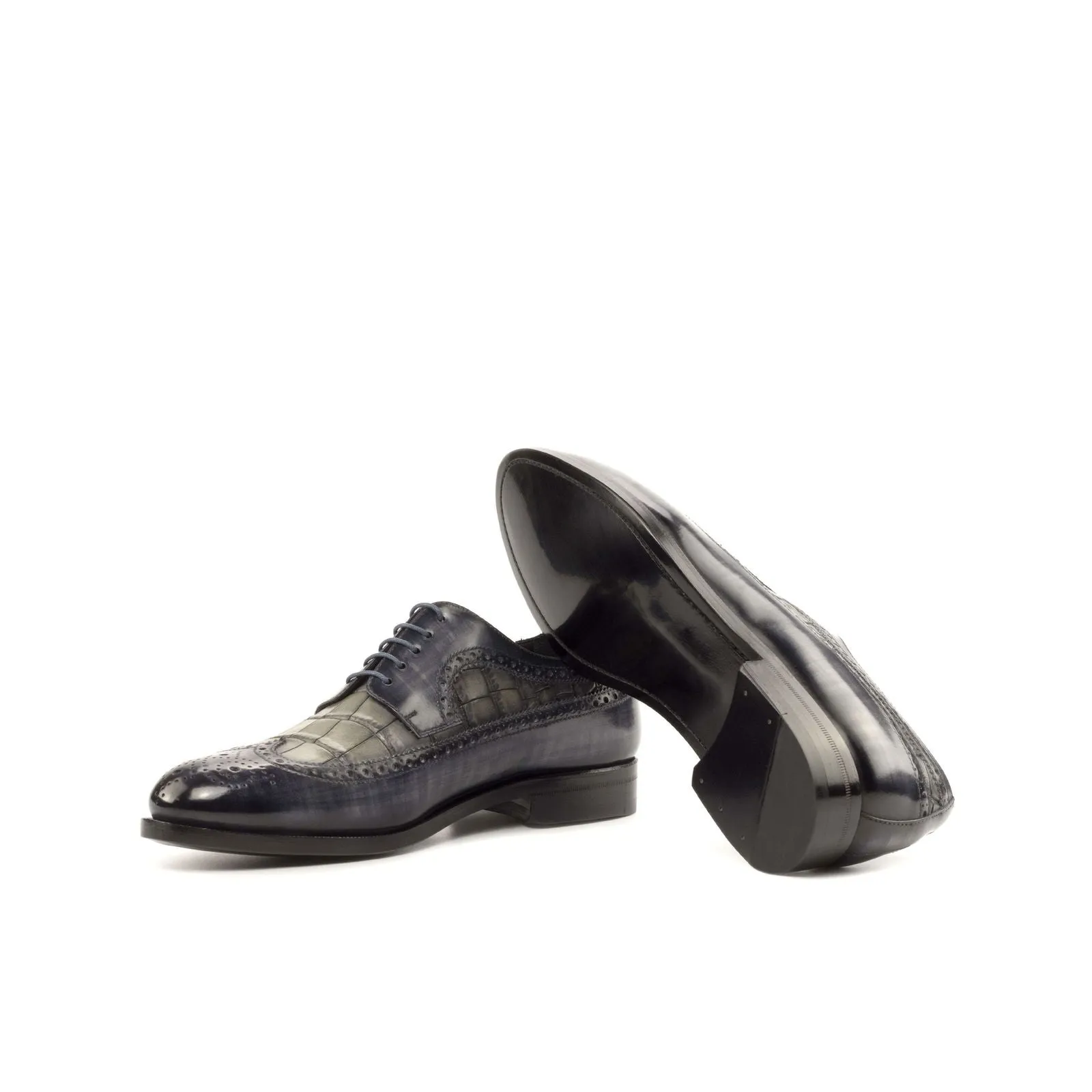 Longwing Blucher-Painted Croco, Patina, Grey-Wholesale