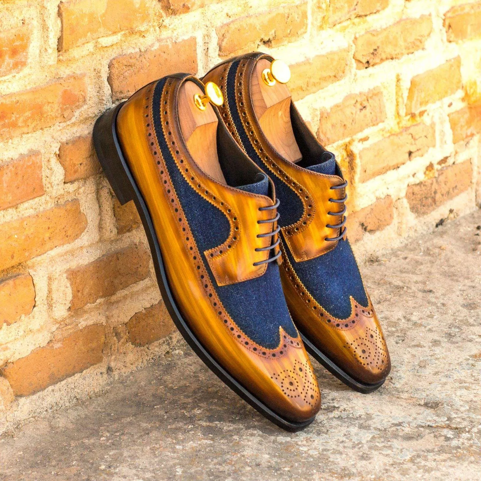 Longwing Blucher-Patina, Sartorial, Brown, Blue-Wholesale