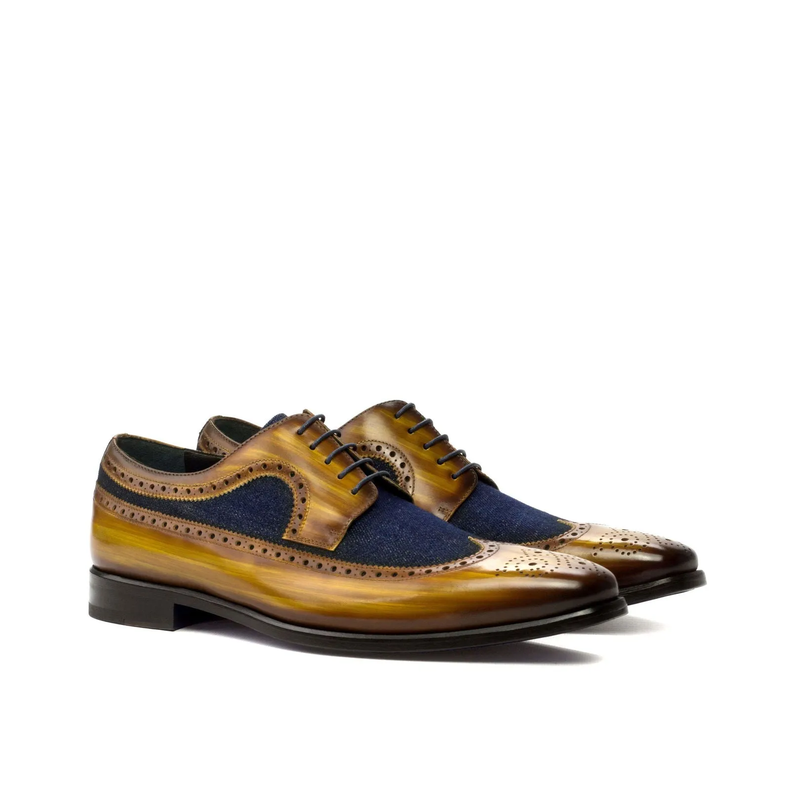 Longwing Blucher-Patina, Sartorial, Brown, Blue-Wholesale