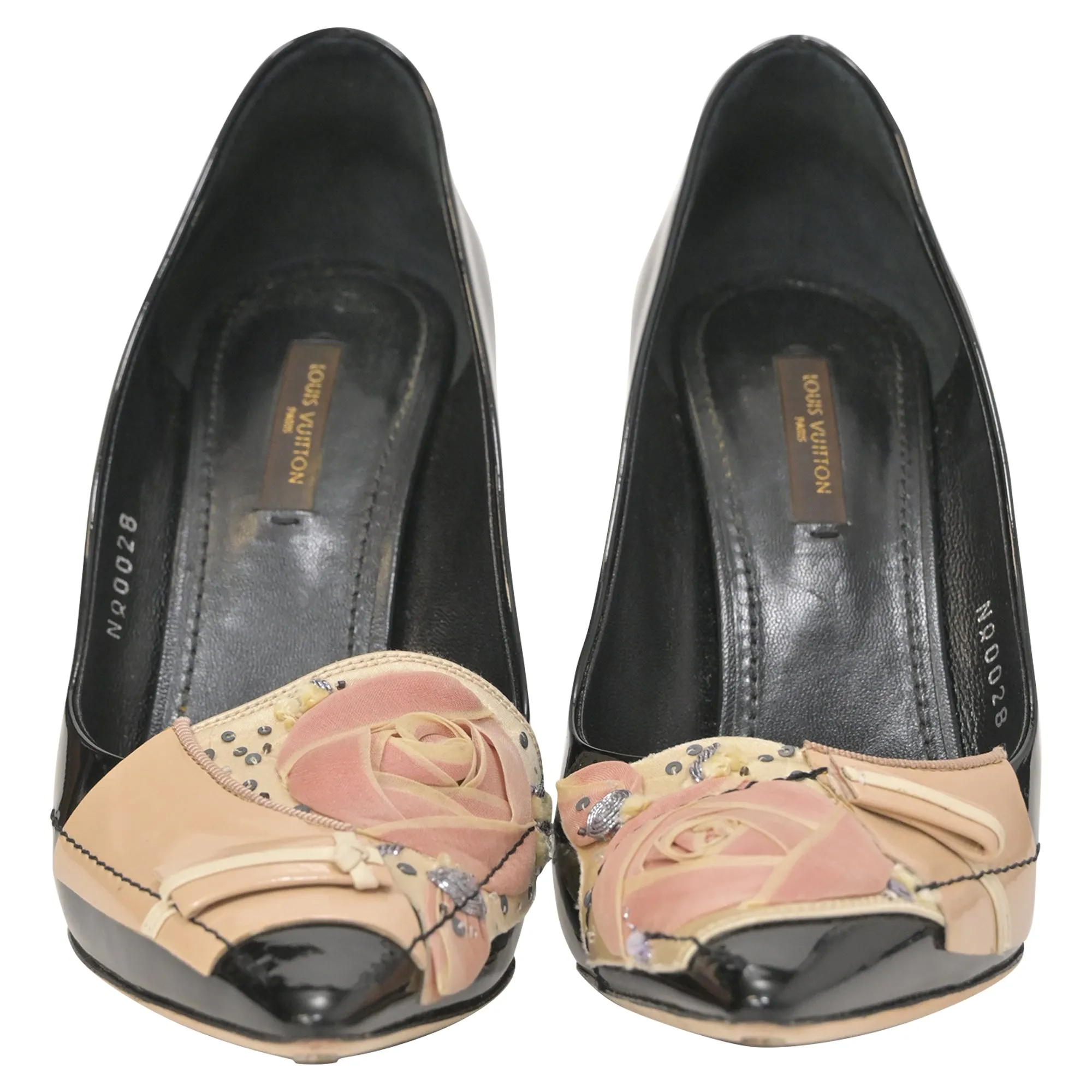 Louis Vuitton Embellished Pumps in Black Patent Leather