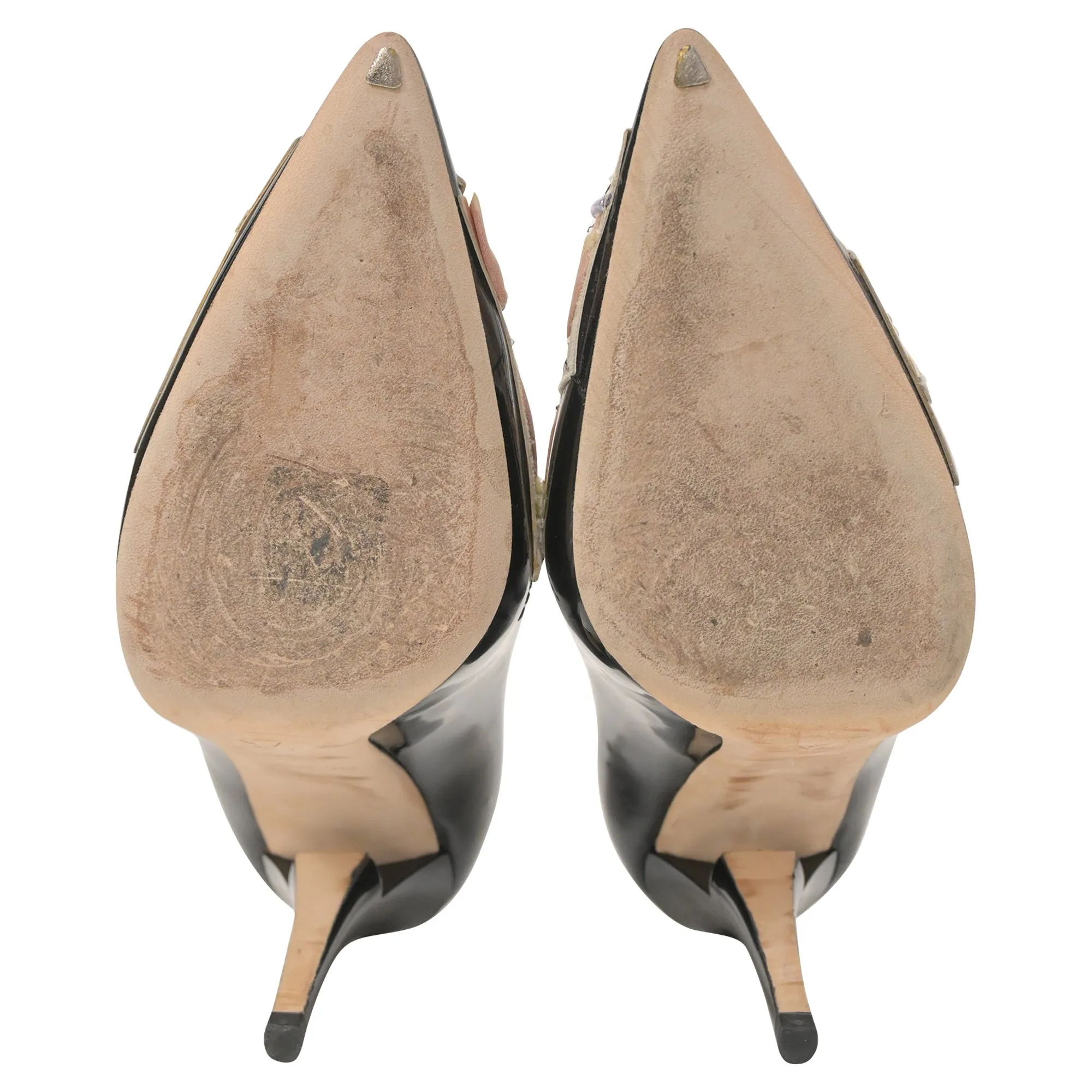 Louis Vuitton Embellished Pumps in Black Patent Leather