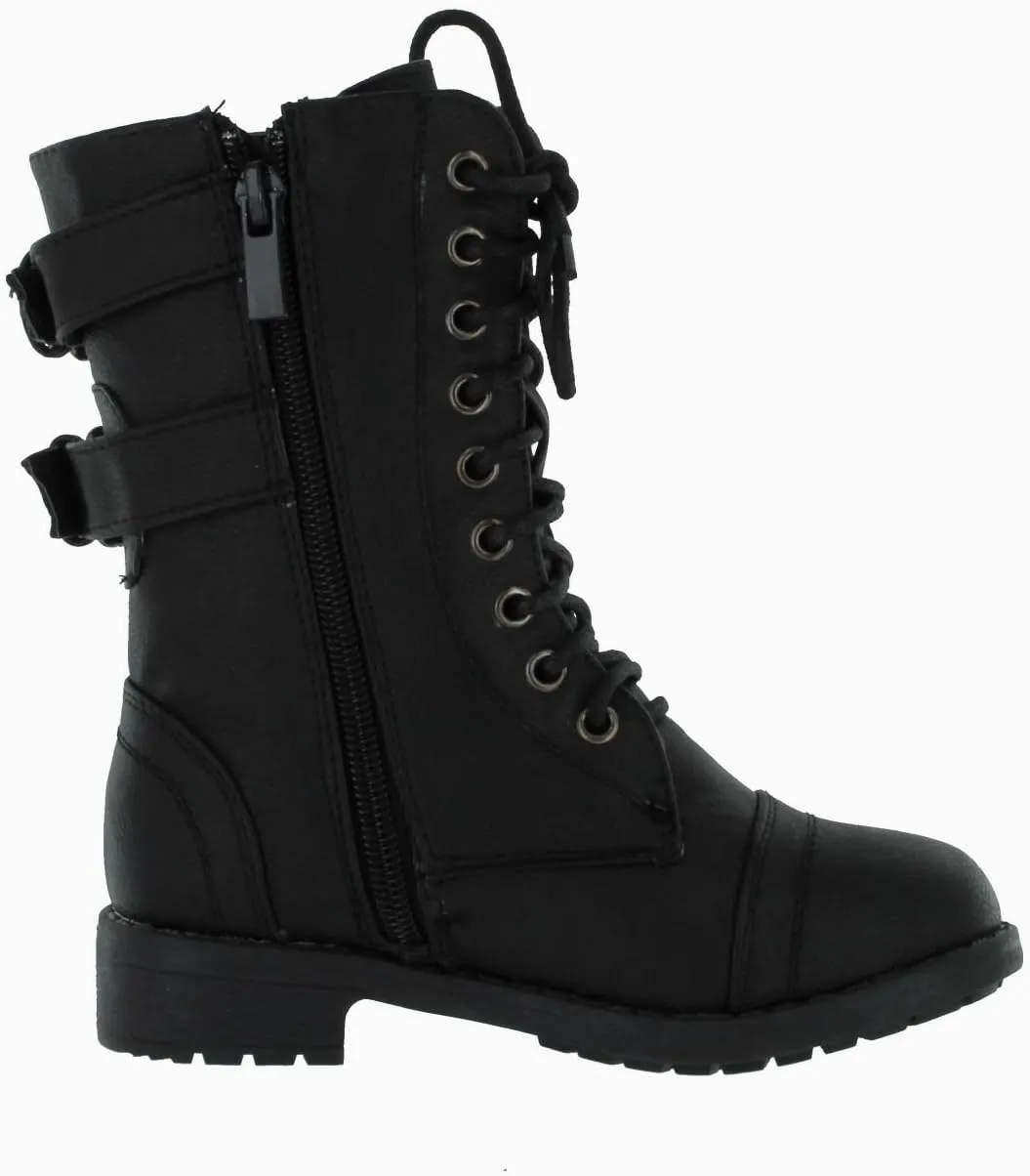 Lucky Top Soda Pack72 Dome Girls Faux Leather Combat Boots