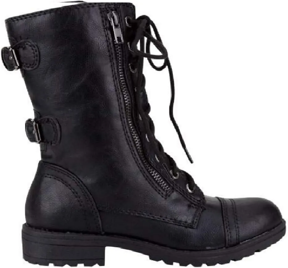Lucky Top Soda Pack72 Dome Girls Faux Leather Combat Boots