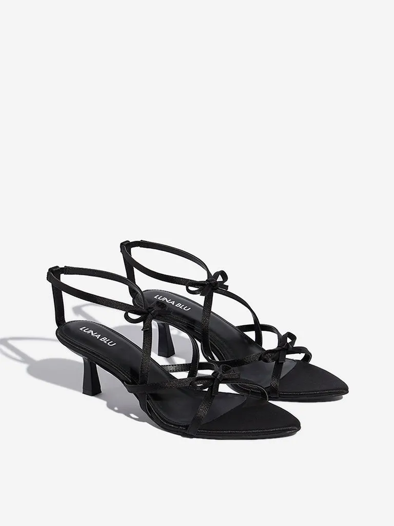 LUNA BLU Black Bow-Detailed Stiletto Heel Sandals