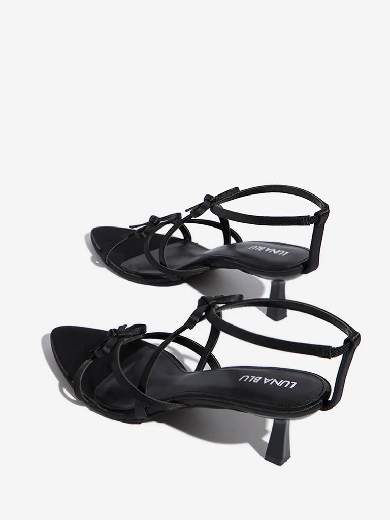LUNA BLU Black Bow-Detailed Stiletto Heel Sandals
