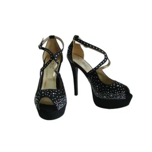 LYDC Black Diamante Sparkle Platform Shoes