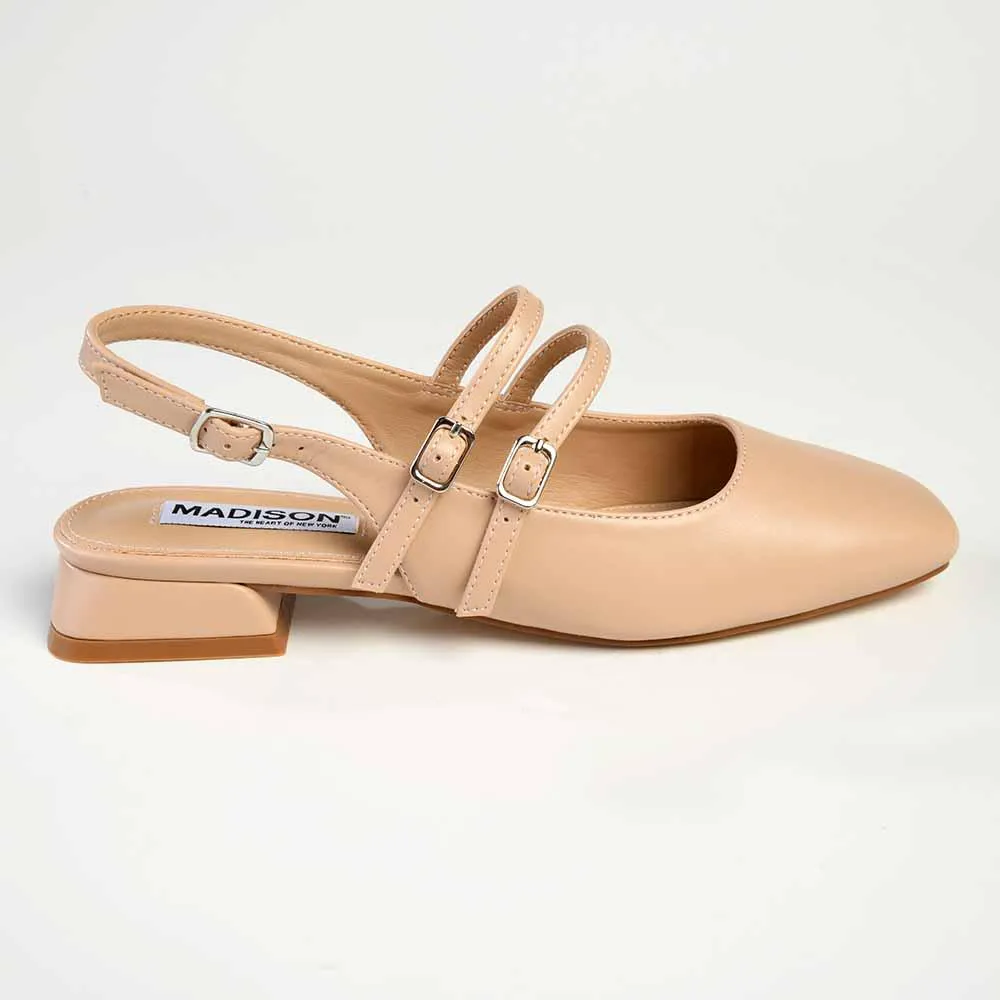 Madison Paisley Low Block Heel - Nude