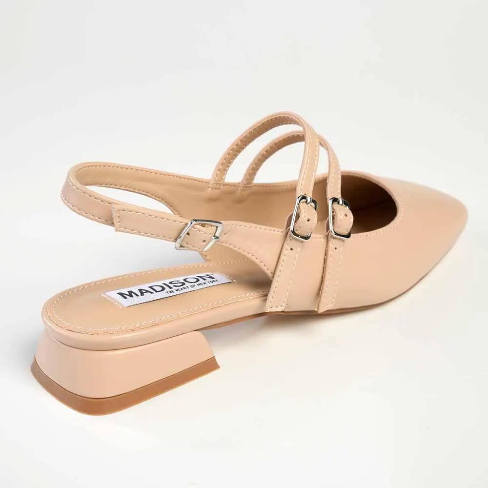 Madison Paisley Low Block Heel - Nude