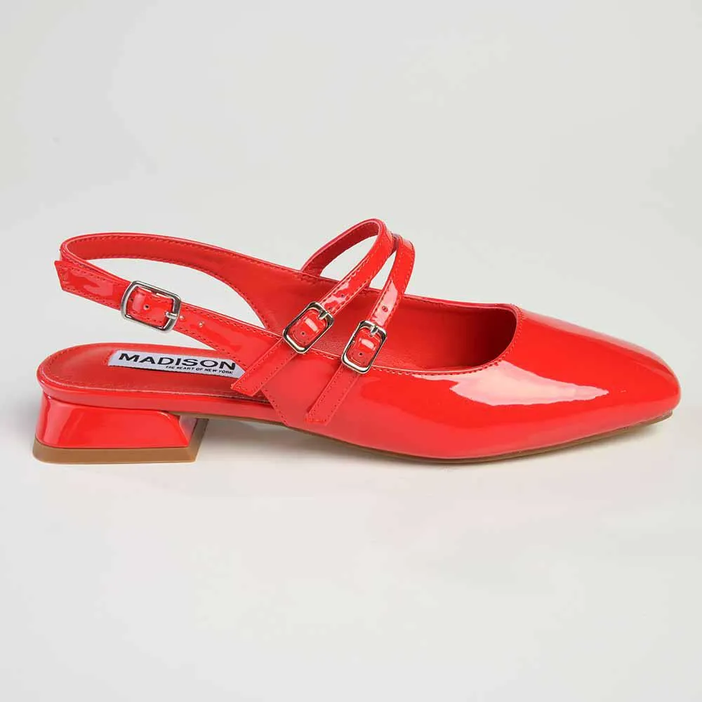 Madison Paisley Low Block Heel - Red