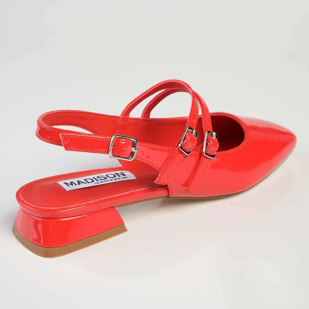 Madison Paisley Low Block Heel - Red