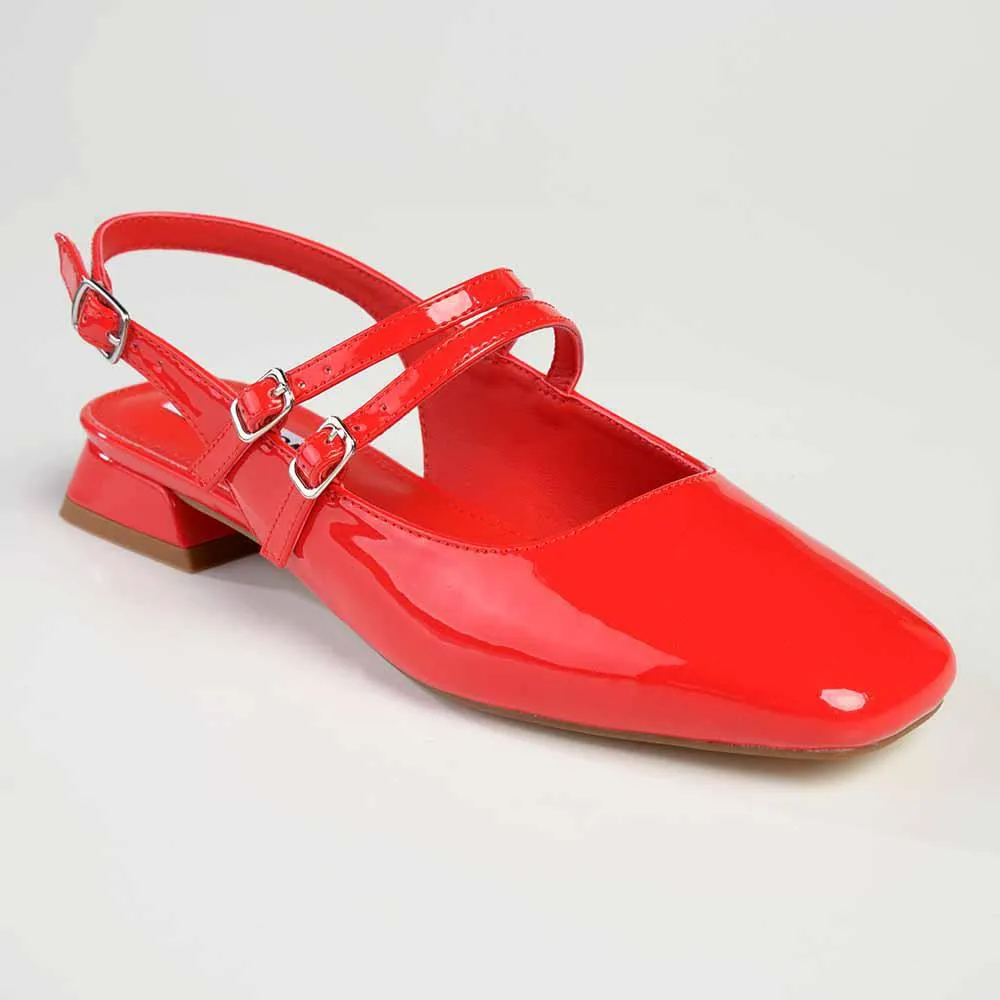 Madison Paisley Low Block Heel - Red