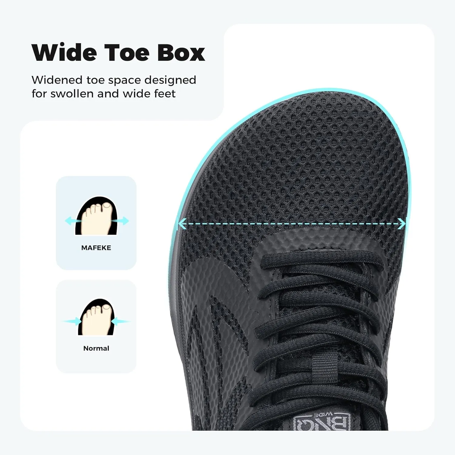 MAFEKE Women's Wide Toe Box Walking Shoes for Plantar Fasciitis, Arch Support Orthotic Wide Width Athletic Air Tennis Running Sneakers for Woman US Size 6-11