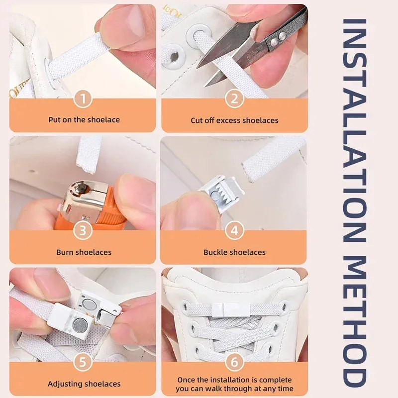 Magnetic Buckle No-Tie Elastic Shoelaces – Widened Flat Lazy Laces with Metal Lock