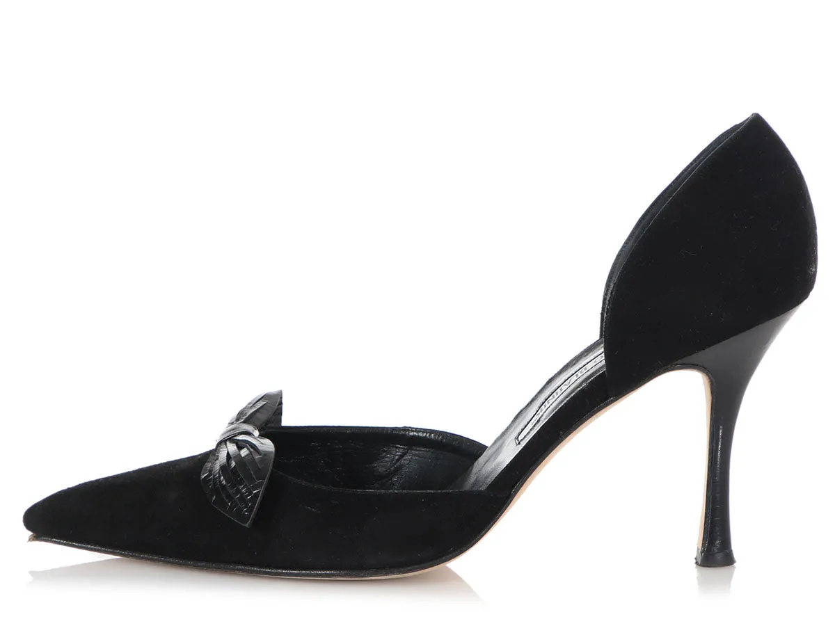 Manolo Blahnik Black Suede Pumps