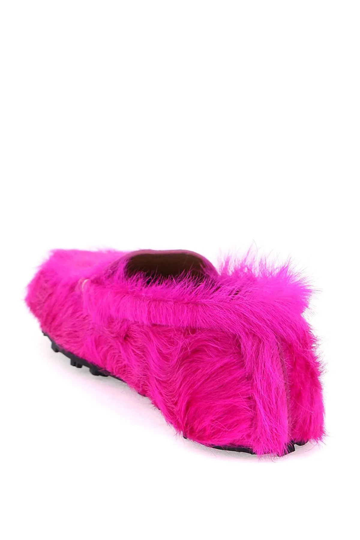 Marni long-haired leather moccasins in MOMR005800P4122 FUXIA