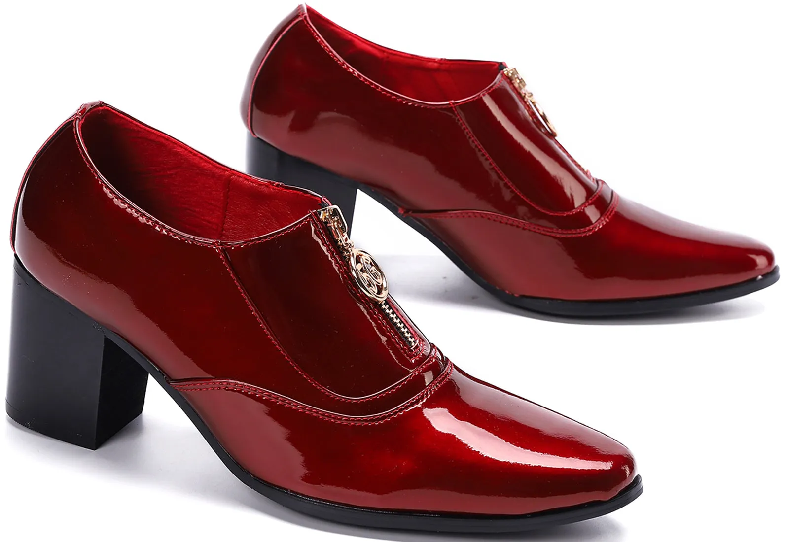 Men's 5G Zipper Cuban Heel Leather Loafer