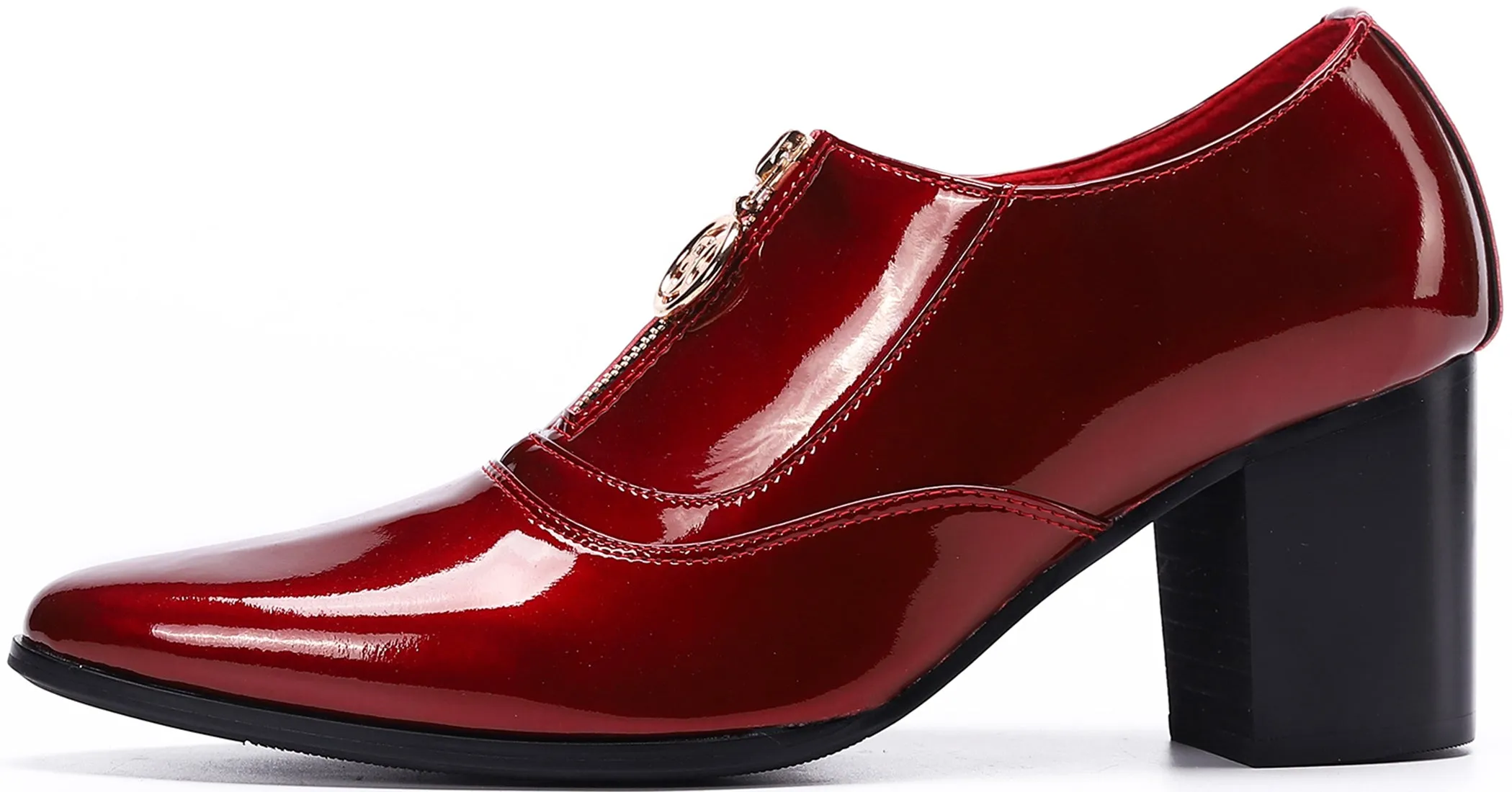 Men's 5G Zipper Cuban Heel Leather Loafer