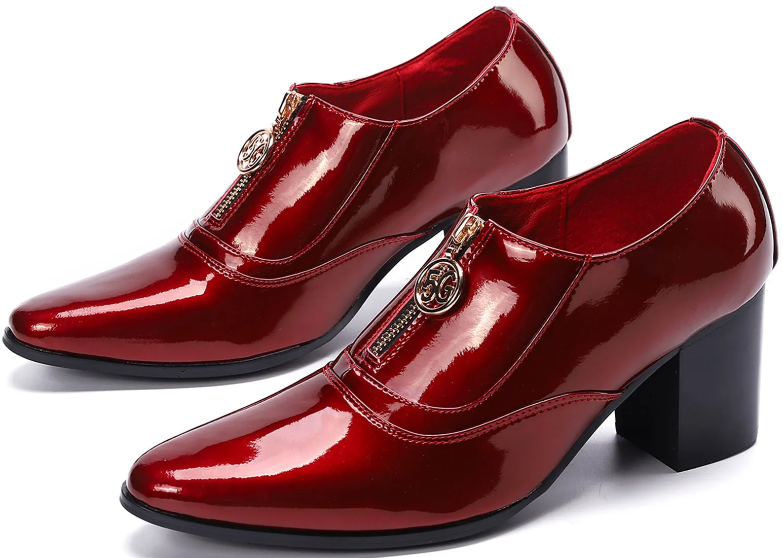Men's 5G Zipper Cuban Heel Leather Loafer