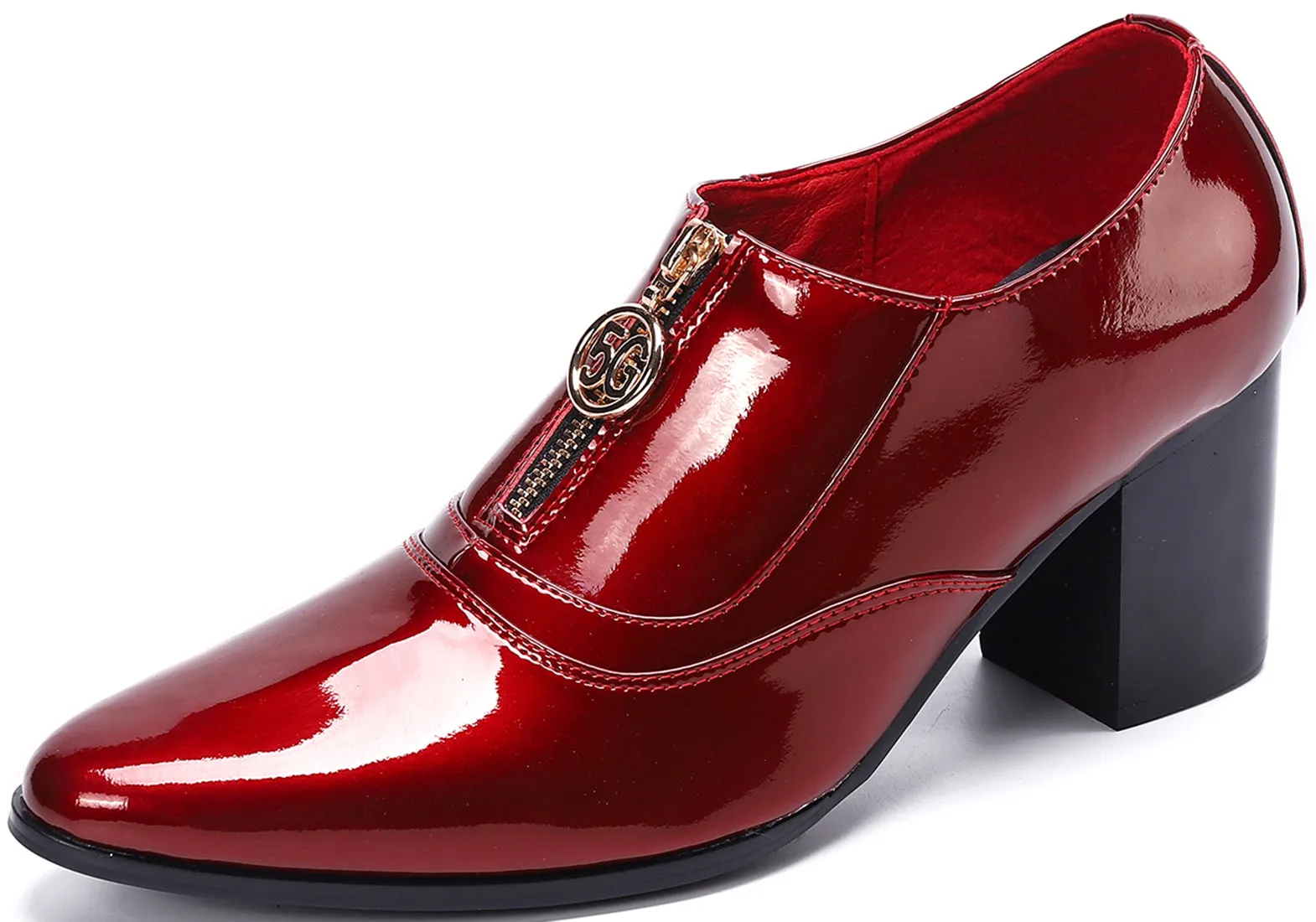 Men's 5G Zipper Cuban Heel Leather Loafer