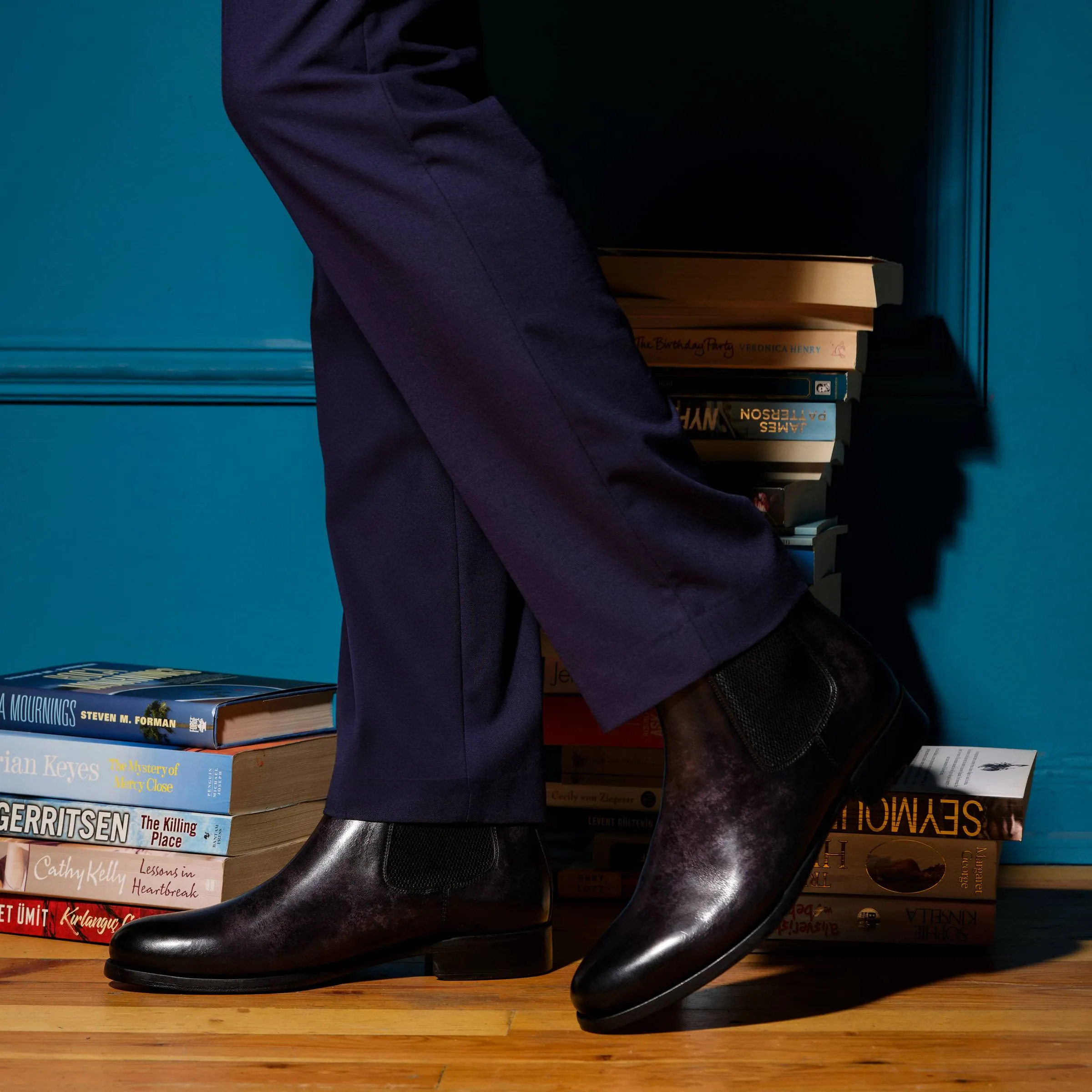 Men's Calf Leather Handmade Chelsea Boots M10004